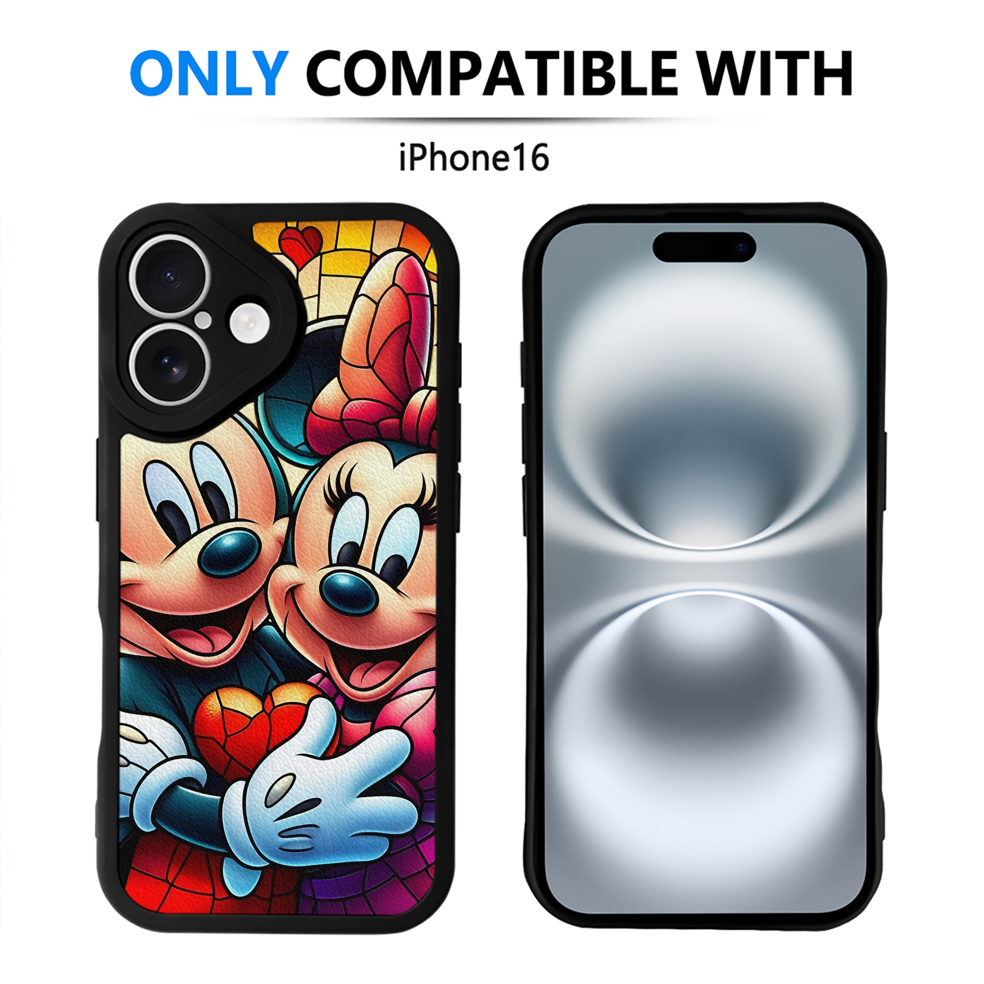 （画像用） ミッキーマウス Mickey Mouse 【iPhone 16シリーズ対応】シリコンスマホケース（レザー調） 材質：シリコン